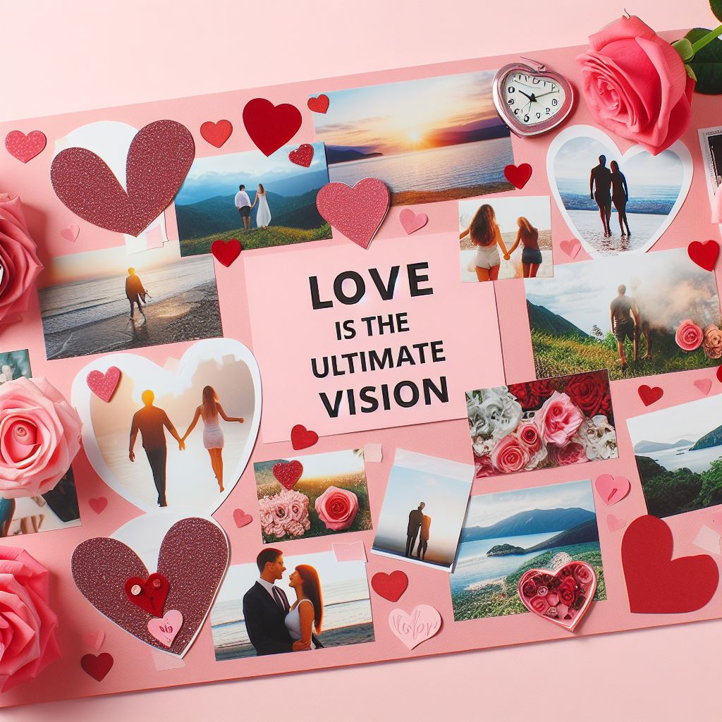 Cette image représente un autre tableau de visualisation pour aider la visualisation. Il représente l'amour avec des images de couples heureux